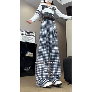 加厚拼接格子裤美式慵懒风松弛感宽松直筒休闲裤504-K260-P45控68图片