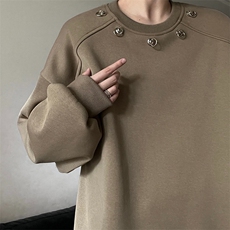 W12复古垫肩酒红色圆领卫衣男女铆钉设计感小众内搭长袖外套，女装短外套，星座308A-1（原309B-1）