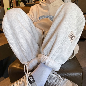加绒加厚休闲运动卫裤男美式针织束脚裤715-6-BX12P55（控78）图片