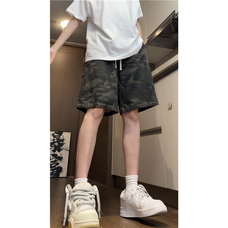 2025夏季新款美式高街迷彩宽松牛仔短裤B315-K24156-特p30控58,男装牛仔裤,电商B315