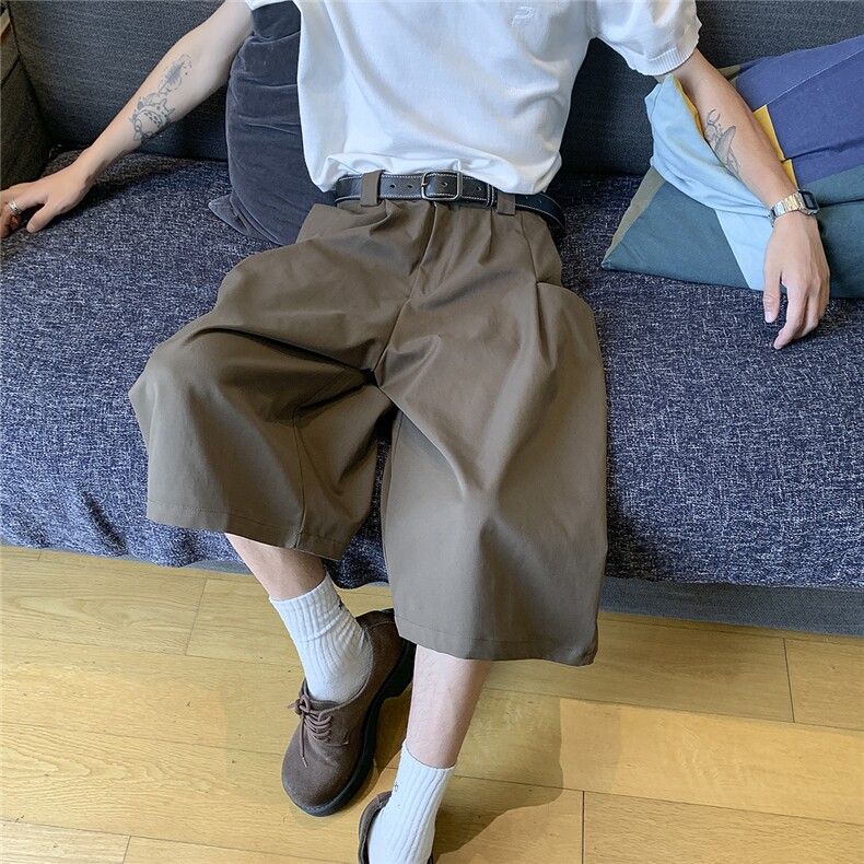 夏复古vintage垂感阔腿七分裤男日系工装宽松休闲直筒裤D0142-P45图片