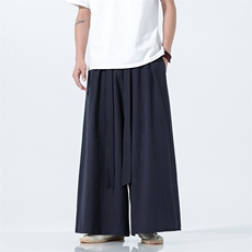 2025汉服唐装宽松阔腿裤风棉麻阔腿裤基地A057-K371-P55，男装民族服装，电商A057B