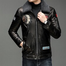X2033秋冬新款海宁皮衣男士绵羊皮夹克羽绒服羊羔毛翻领P770，男装皮衣，电商B360