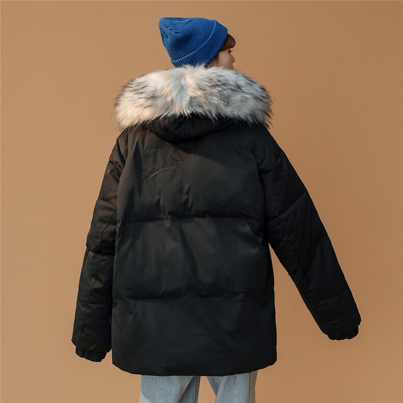 中性22冬季基础款立领棉衣毛领连帽外套MY2003P135控158,男装棉衣,A247A