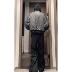 假两件外套男秋冬季新款潮流宽松休闲连帽PU皮夹克帅气L76388-P79，男装夹克，星座1008