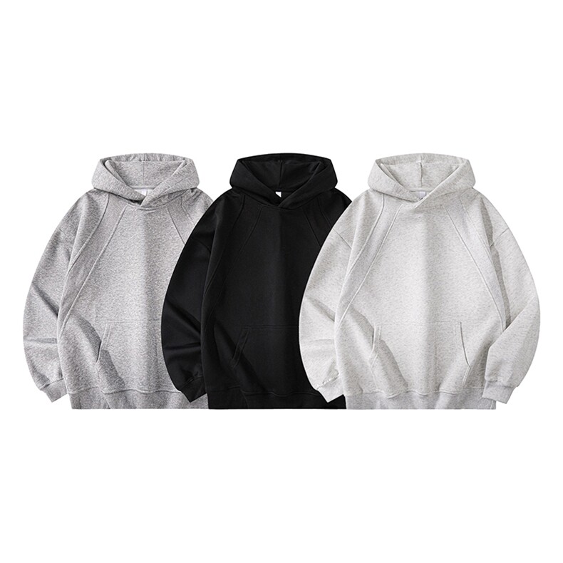 抖音得物二开秋冬美式高街重磅宽松结构螺纹拼接连帽卫衣外套X087，女装短外套，电商A486-1