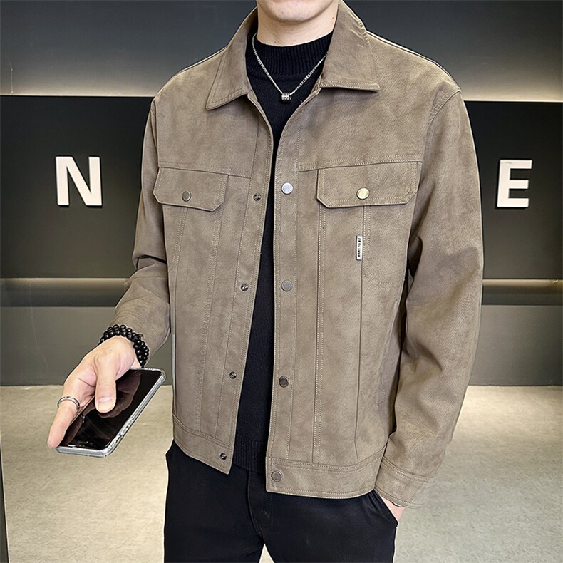 秋季皮衣男2025新款翻领修身皮夹克外套C317-J5535-P145,男装皮衣,电商C317