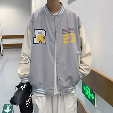 J902P30港风外景秋季棒球领港风情侣字母数字印花学生夹克青年，男装夹克，电商A026-1