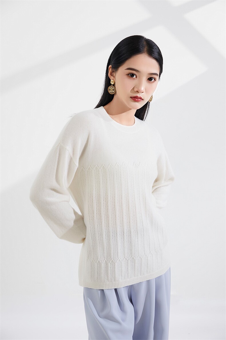 秋季新款舒适时尚百搭圆领套头女士羊绒衫,女装羊绒衫,恒爱羊绒