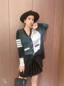 欧版拼接上衣图片