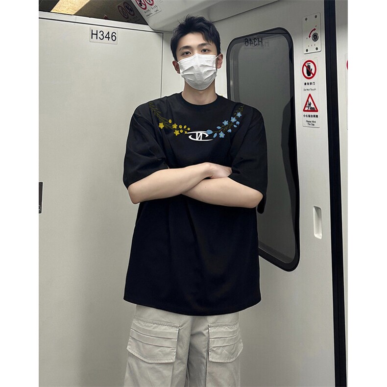 万针全刺绣解构设计260克重磅双纱纯棉高品质美式高街短袖T恤特33,男装T恤,电商A486-1