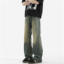 C315-G3022现货高质量高街复古重工洗水猫须马骝牛仔裤(P65限89)4，男装牛仔裤，电商C315