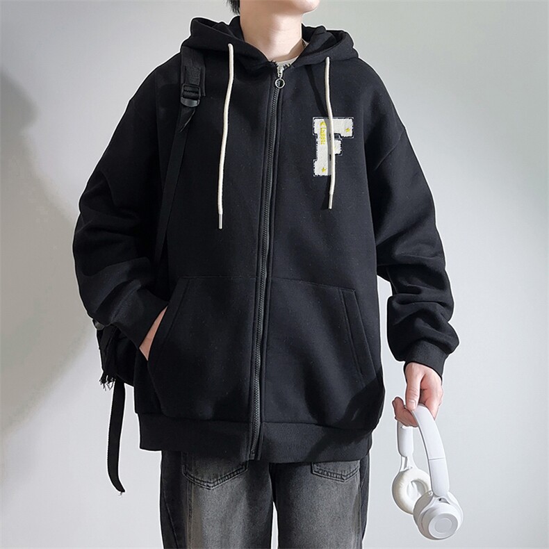 新款男百搭设计感连帽港风白墙针织外套WT3418-P55控88,男装夹克,星座717
