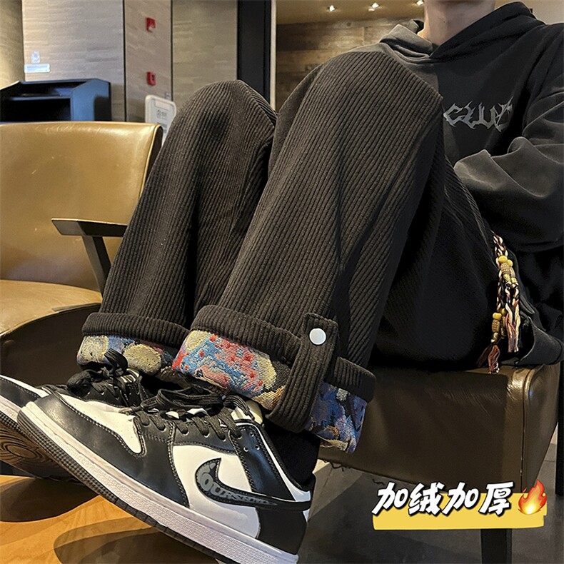 小熊卷边灯芯绒加绒加厚休闲裤KK376特P55,男装休闲裤,星座712