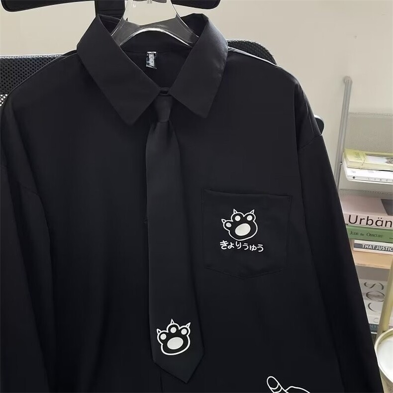 秋季卡通印花长袖(带领带)衬衫男女2222/P45图片