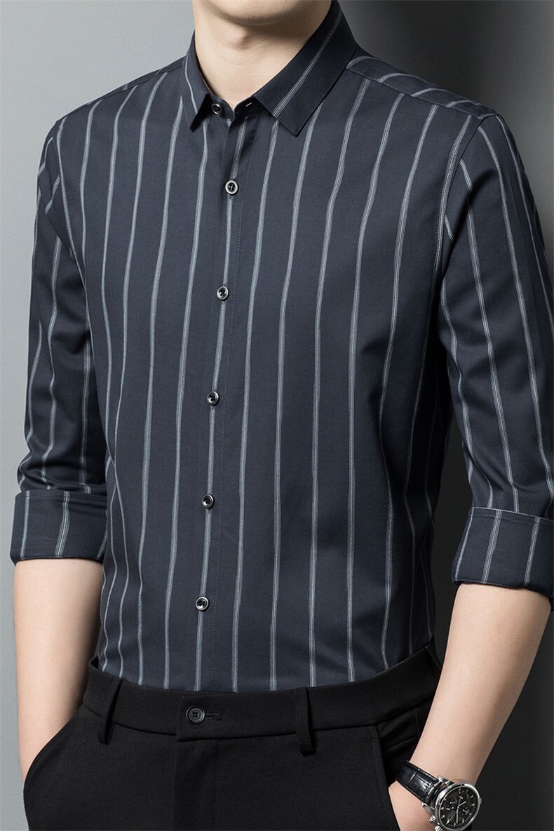C2805钱塘2020-2春秋新款商务休闲中青年男士条纹长袖衬衣P72,男装衬衫,钱塘207-2
