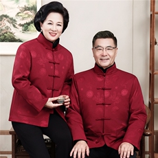 2025情侣毛领加绒中老年唐装外套爸爸妈妈喜庆生日婚宴风外套，男装民族服装，钱塘723