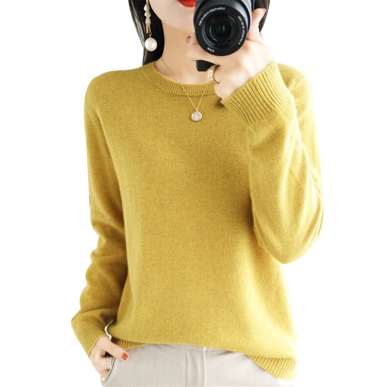 气质温柔设计感时尚简约百搭圆领女士打底衫,女装衬衫,大美人包芯纱店