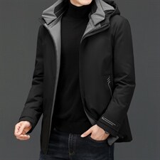 I7617冬季新款男士羽绒服可脱卸帽外套修身灰鸭绒P312图片