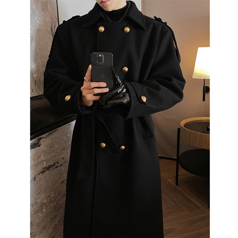现货秋冬毛呢大衣男中长款韩系双排扣呢子风衣外套812-F680-P138,男装风衣,星座812