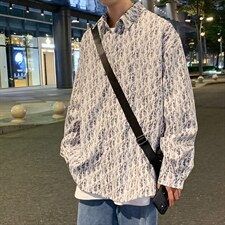 wassuphappy日系长袖衬衫男春秋季潮牌休闲翻领衬衣宽松大码外套，男装防晒衣，电商A073