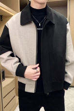 男新款呢子大衣秋冬妮子毛呢拼色宽松夹克外套A236-JK-3058-P135，男装夹克，电商A236