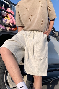 拼接重磅短裤男生夏季美式高街大码五分裤子学生潮牌宽松直筒中裤图片