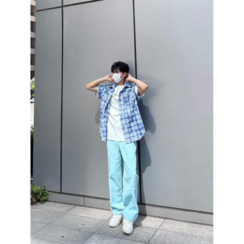 24年春夏季水洗高街vibe直筒宽松阔腿五色牛仔裤NZ2310-P55控78图片