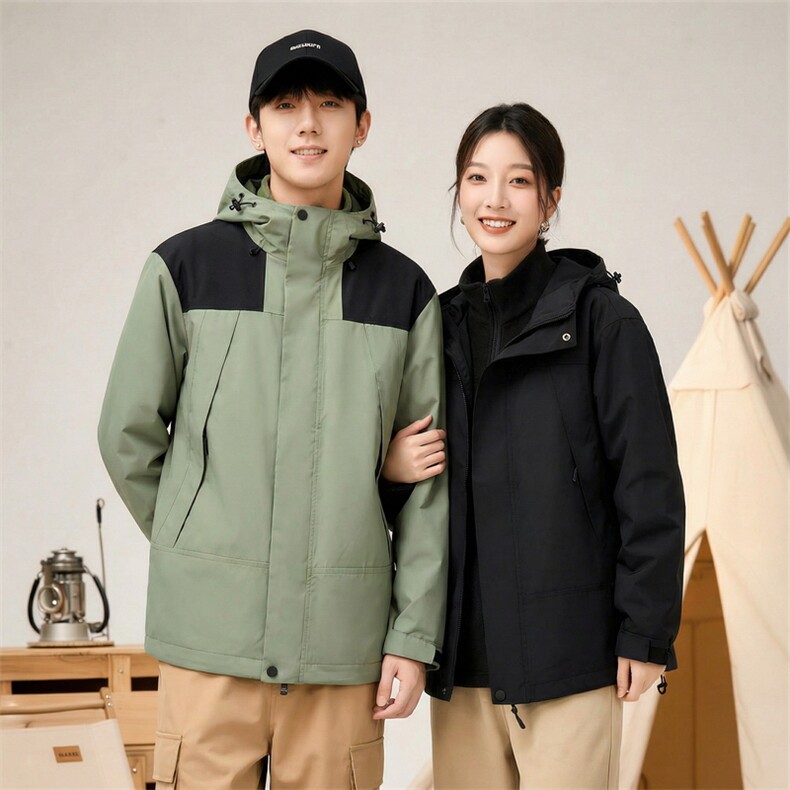 三合一冲锋衣连帽外套摇粒加绒二件套星座1512-2881&2882-P65，男装夹克，星座1512