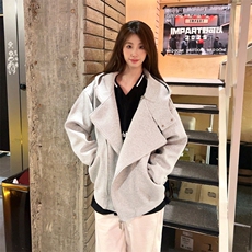 抖音得物品质26春装美式重磅结构斜拉链高领连帽卫衣开衫外套W61，女装短外套，电商A486