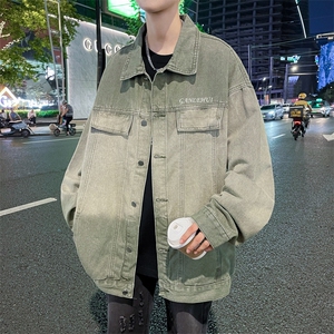 2023秋季牛仔外套男士美式复古水洗宽松休闲翻领夹克 W7831-P64图片