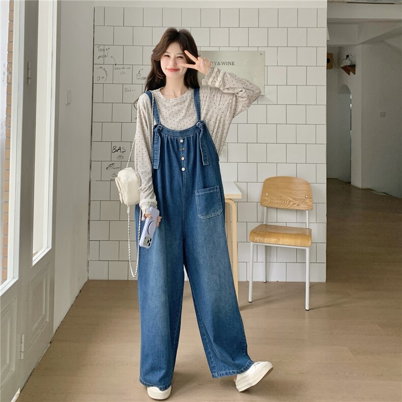 现货新款针织打底衫+牛仔背带裤两件套2C056-7206-P175控288,女装套装/套裙,2C056