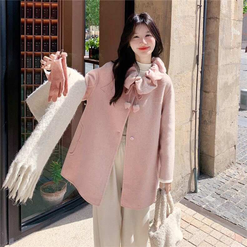 减龄杏色双面呢羊毛大衣外套女秋冬2025新款气质巨好看爆款高级感,女装毛呢外套,2B237