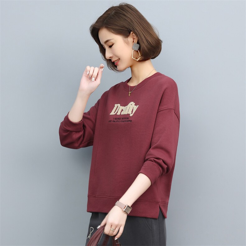 2022年秋季新款韩版休闲百搭卫衣女长袖气质减龄上衣服女打底衫棉图片