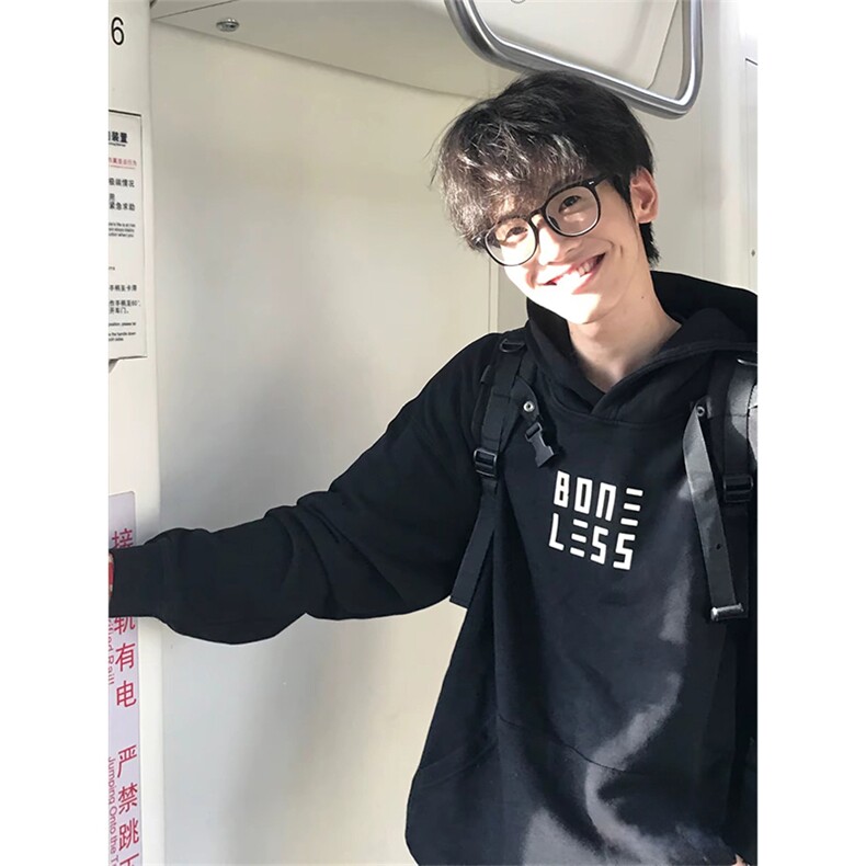 抖音得物 高品质印花连帽卫衣 秋冬装美式宽松连帽纯色卫衣ADL110图片