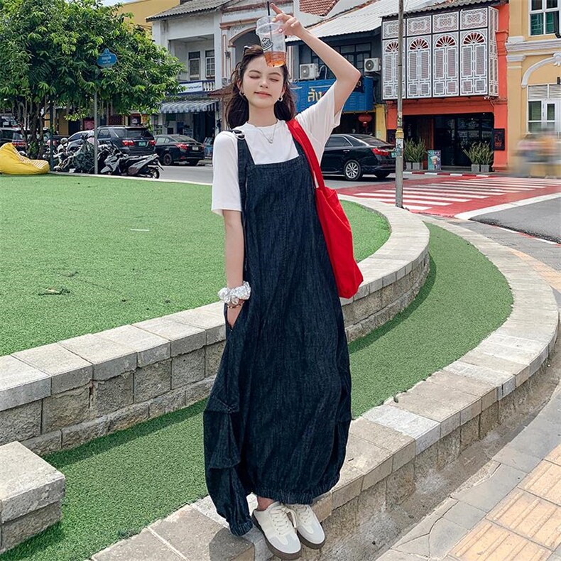 超好看牛仔背带连衣裙女2025春夏季新款韩系设计感小众宽松,女装连衣裙,2C216
