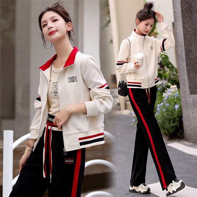 现货加厚套装2025年春季新款女装时尚休闲气质百搭两件套裤，女装套装/套裙，辉煌依升