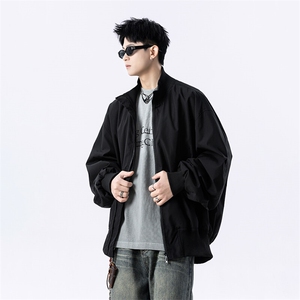 港风日系复古设计感拼接高领开衫夹克外套XZ213-JK4000-P60控88