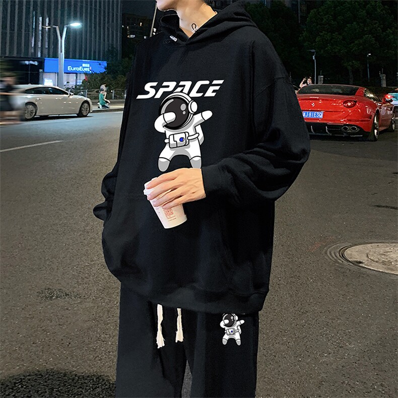 秋季连帽卫衣套装华夫格大码宽松情侣两件套XZ102A-4-HF0039-P78,男装休闲套装,星座211-2