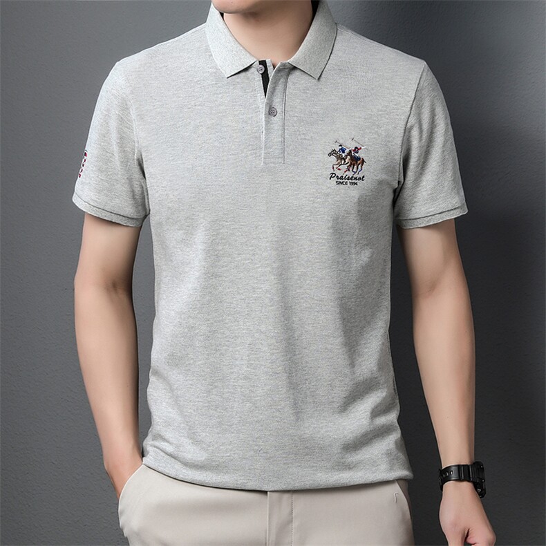 新款男士透气短袖T恤翻领舒适上衣服休闲半袖体恤polo打底衫P55,男装T恤,钱塘6003A(原)4033A