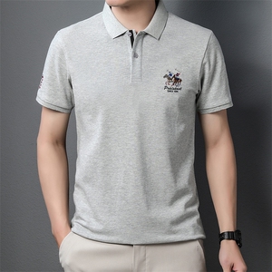 新款男士透气短袖T恤翻领舒适上衣服休闲半袖体恤polo打底衫P55图片