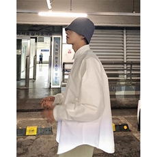 秋冬男士舒适外穿防晒休闲纯色ins宽松方领简约白色长袖衬衫CZ04，男装防晒衣，星座1116A（原606A-3）