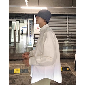 秋冬男士舒适外穿防晒休闲纯色ins宽松方领简约白色长袖衬衫 CZ04图片