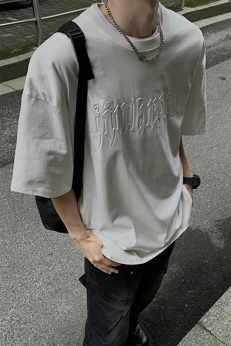 港风钢印字母设计T恤男潮大码短袖T恤男DT77775P25块特价控48,男装T恤,星座226-1