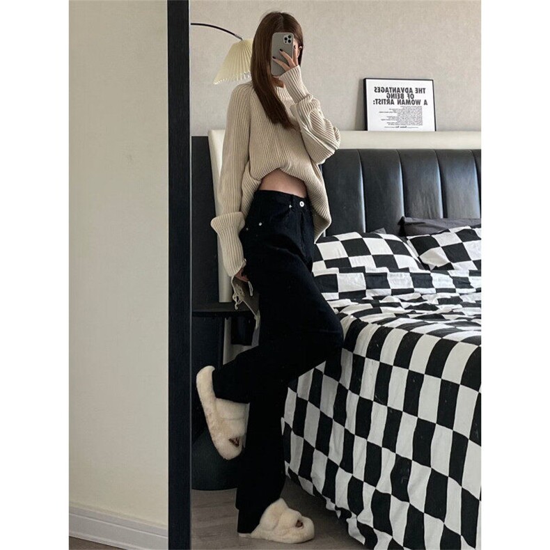 显瘦高个子基础百搭cleanfit裤子男女直筒牛仔裤美式复古高街潮牌,男装牛仔裤,星座601-1
