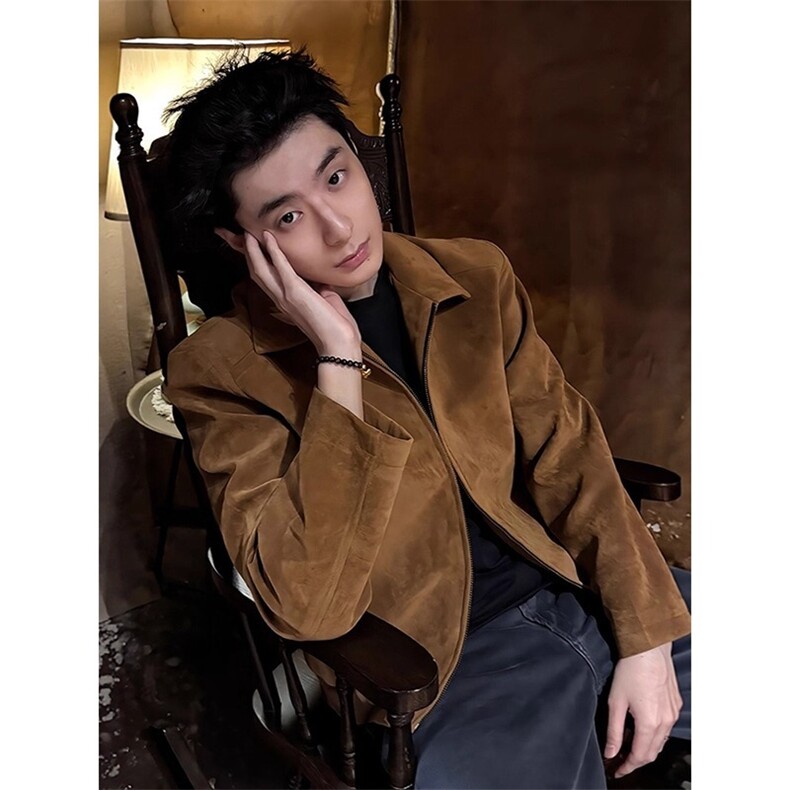 秋美式覆古巴恩风哈灵顿短款翻领正肩外套B136-p67,女装短外套,星座910-1