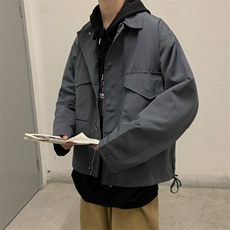 春秋季纯色工装男女ins复古宽松情侣港味夹克上衣潮W1463-P55，男装夹克，星座512-4