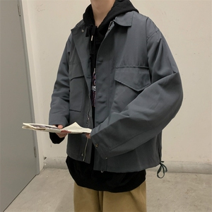 春秋季纯色工装男女ins复古宽松情侣港味夹克上衣潮 W1463-P55图片