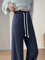 深蓝色直筒牛仔裤女2025年秋季新款高腰宽松显瘦垂感阔腿裤，女装休闲裤，云美莎专业女裤-全店现货