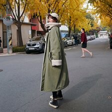 棉衣/棉服时尚潮流舒适长袖2020年冬季中长款优雅，女装棉衣/棉服，艾艾淮淮
